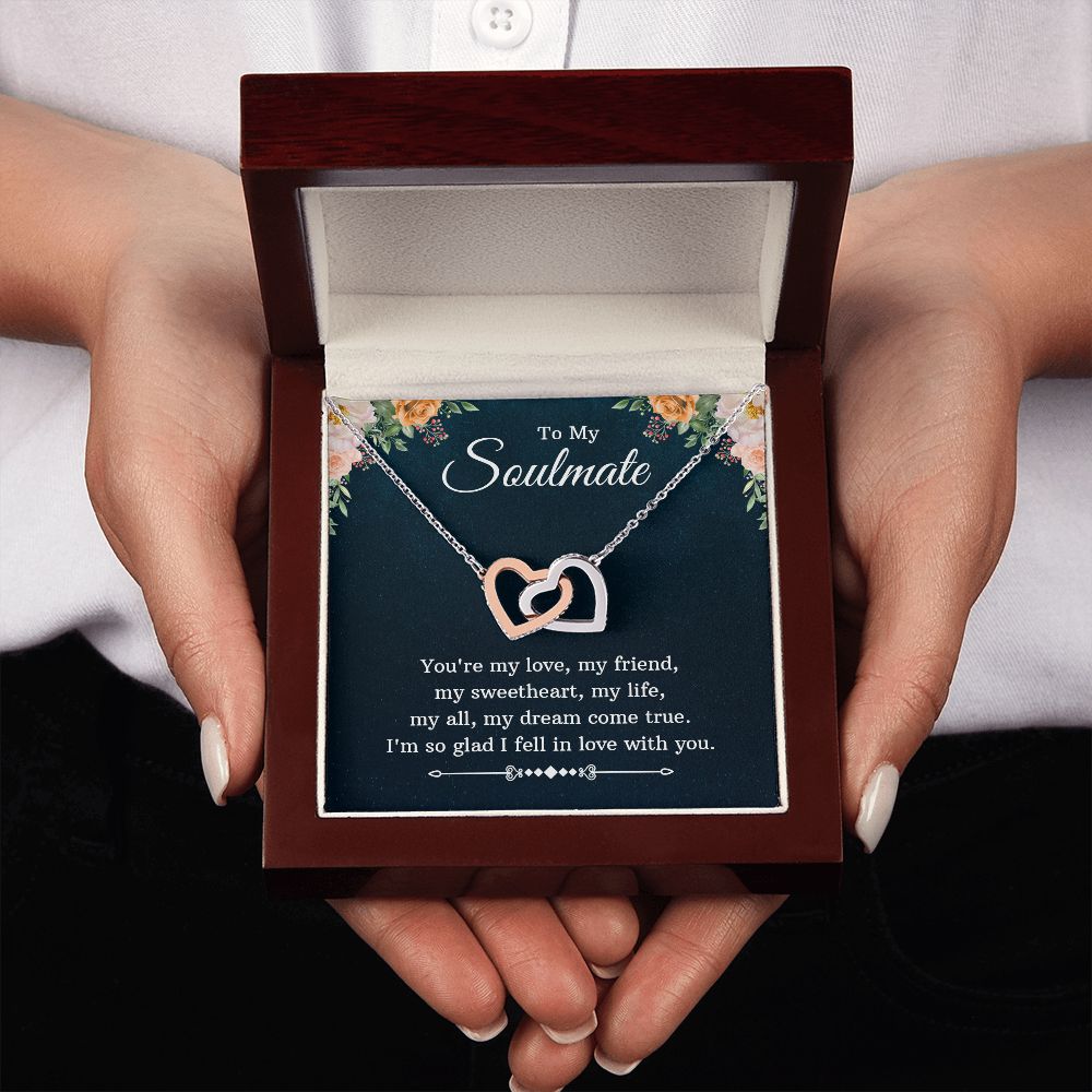 To My Beautiful Soulmate Necklace for her Jewelry For Her Couples Gifts Necklaces For Soul Mate Christmas Jewelry Romantic, Love Knot Meaningful Necklace Message Card and Gift Box Styles on Birthday, Christmas, Anniversary  Interlocking Heart