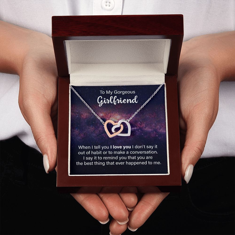 Couples Gifts, Gorgeous Girlfriend Necklace Gifts From Husband, Wedding Anniversary Jewelry For Wife From Husband, Wife Birthday From Husband, To My Soulmate Message Card and Gift Box styles On Birthday, Christmas, Anniversary  Interlocking Heart