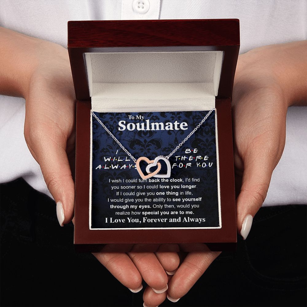 To My Soulmate Necklace To My Future Wife Necklace Gifts, Promise Necklace For Her, Fiance Gifts For Her, Valentine Necklace Gifts For Soulmate From Husband With Message Card Box LED, Soulmate Necklace For Women, To My Wife Necklace Interlocking Heart