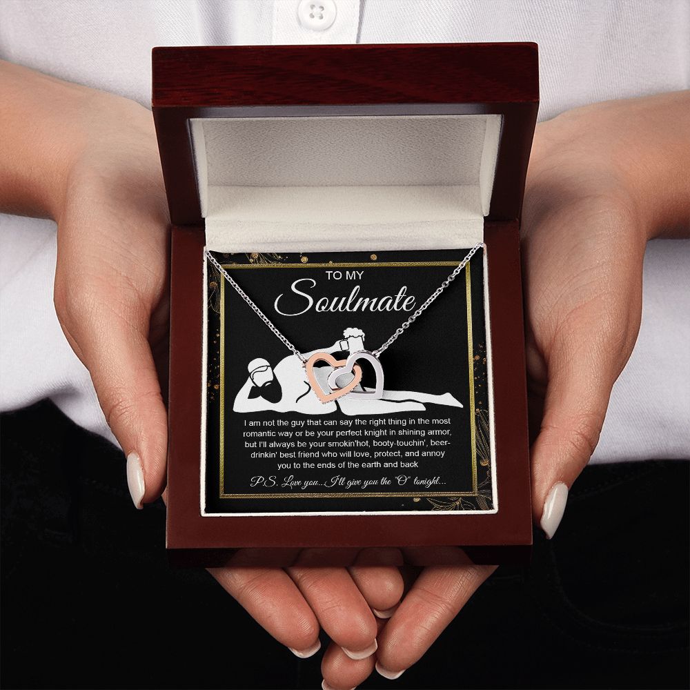 To My Soulmate Necklace For Women, Funny Gifts For Girlfriend,Valentine Christmas Presents For Girlfriend, Best Birthday Meaningful Gift Ideas For Wife, Women Romantic Jewelry For Her Wedding Message Card and Gift Box Styles Interlocking Heart
