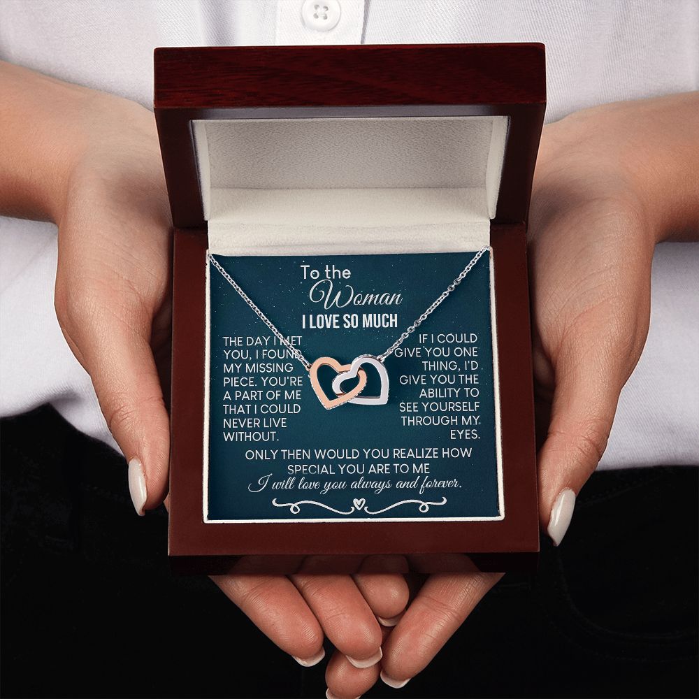 To The Woman Necklace Future Wife Gifts, Promise Necklace For Her, Fiance Gifts For Her, Valentine Birthday Gifts For Future Wife With Message Card Box LED, Soulmate Necklace For Women, To My Wife Necklace Interlocking Heart