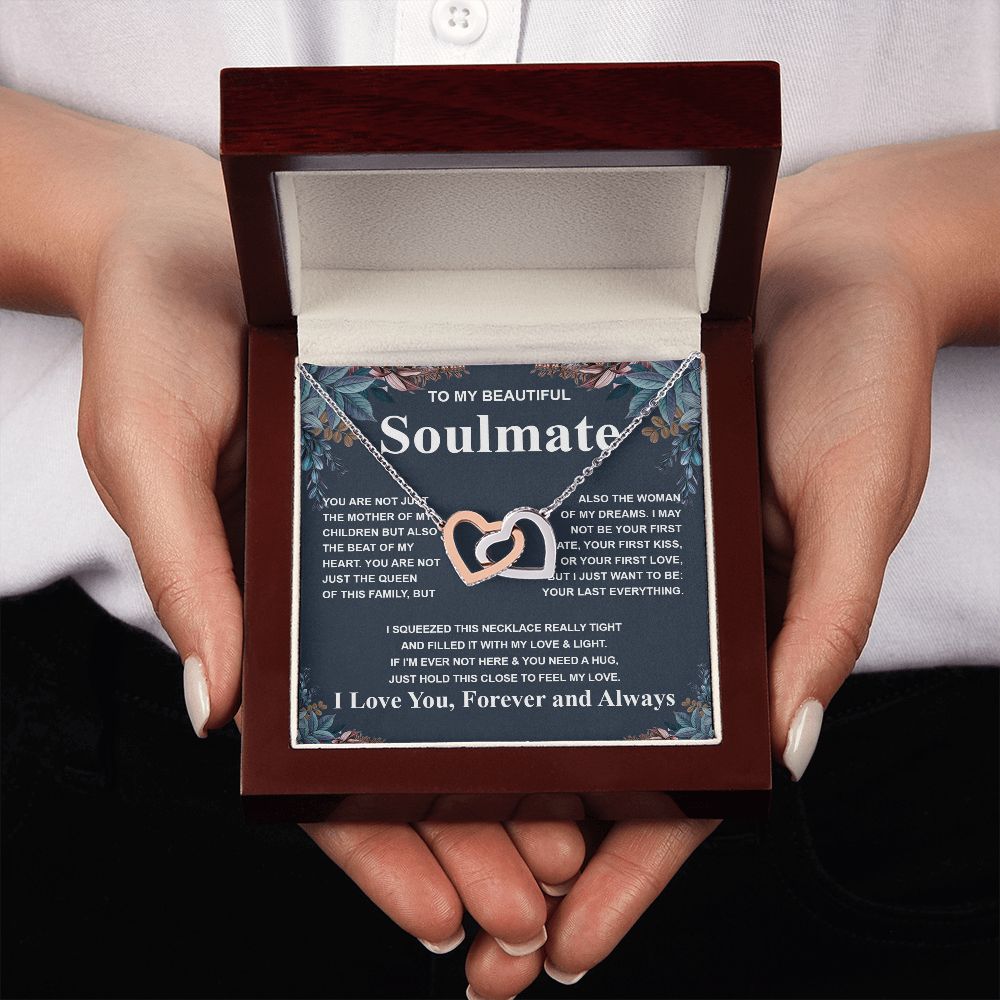 Gifts For Soulmate Birthday Gifts From Husband Necklace Valentines Days, Necklace for Future Soulmate, Birthday Wedding Jewelry for Wife Necklace Gifts from Husband - Soulmate Gift Necklace with Message Card and Gift Box Interlocking Heart