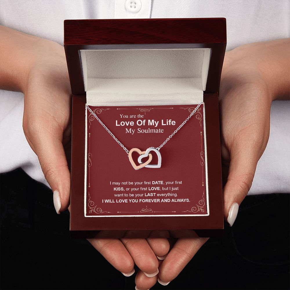 To My Soulmate Necklace, Necklaces For Wife from Husband, Soulmate Necklace to My Future Wife, Necklace For Soulmate with Message Card and Necklace Gift Box Gift Box Styles on Birthday, Christmas, Wedding, Anniversary Interlocking Heart