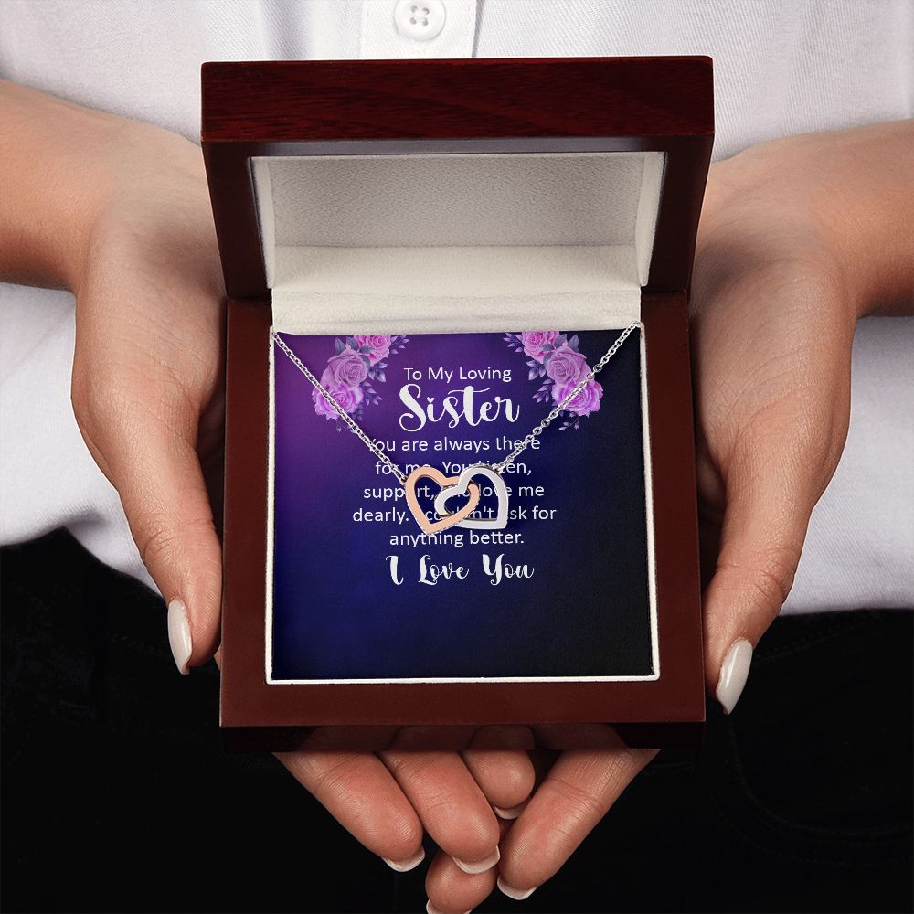Couples Gifts, Loving Sister Necklace Gifts From Husband, Wedding Anniversary Jewelry For Wife From Husband, Wife Birthday From Husband, To My Unbiological Sister Message Card and Gift Box styles On Birthday, Christmas, Anniversary  Interlocking Heart