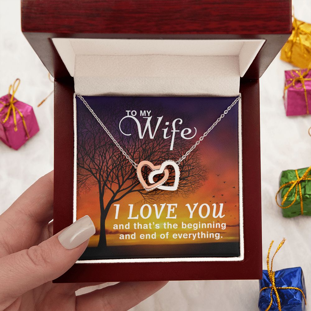 Birthday For Wife, Love Necklace Gifts For Wife From Husband, To My Soulmate Necklace For Women, To My Wife Necklace Wedding Anniversary, Love Knot Meaningful Necklace Message Card and Gift Box Styles on Birthday, Christmas, Anniversary Interlocking Heart