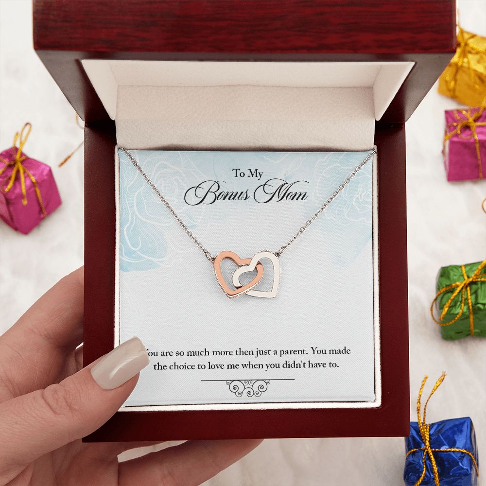 My Bonus Mom Necklace, Dear Mom, Mother's Day Necklace, Gift for Mom from Daughter, Son, Amazing Mom, Perfect Mother Mother's Day Gift, Love Knot Necklace Message Card and Gift Box Styles on Birthday, Christmas, Anniversary  Interlocking Heart