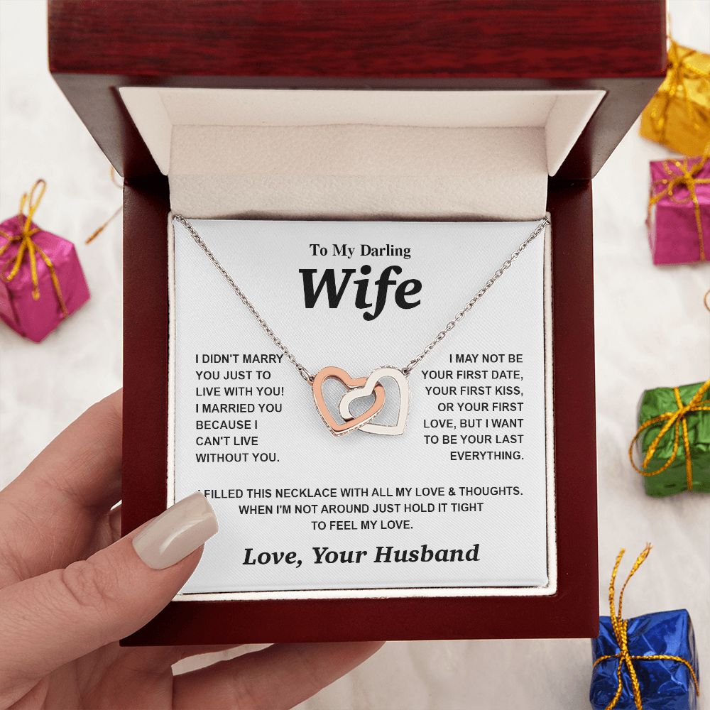 Valentine Gifts for Wife Necklace from Husband- Gifts for Wife from Husband, Birthday Gifts for Her Gifts Soulmate Message Card and Necklace Gift Box Gift Box Styles on Birthday, Wedding, Anniversary, Valentine Interlocking Heart