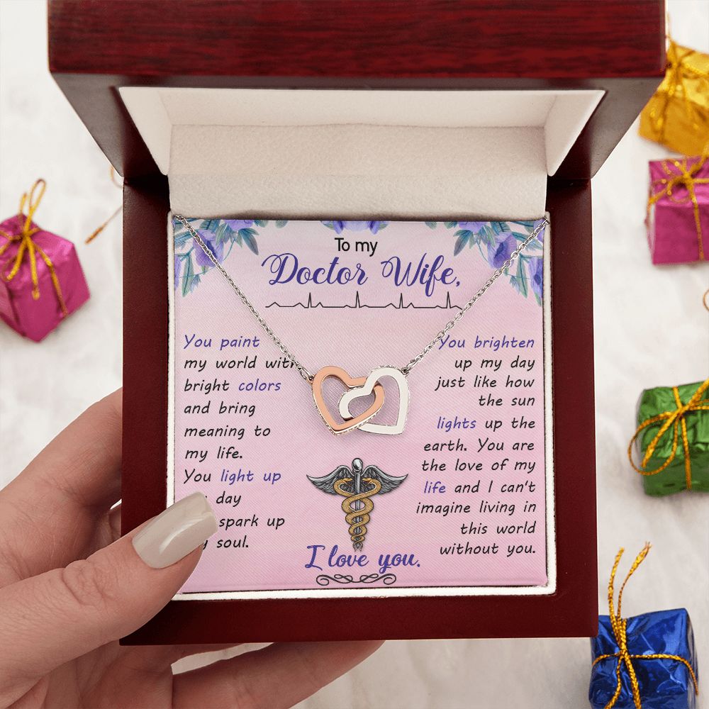 Couples Gifts, Doctor Wife Girlfriend Necklace Gifts From Husband, Wedding Anniversary Jewelry For Wife From Husband, Wife Birthday From Husband, To My Beautiful Wife Girlfriend Message Card and Gift Box styles On Birthday, Christmas, Anniversary  Interlo