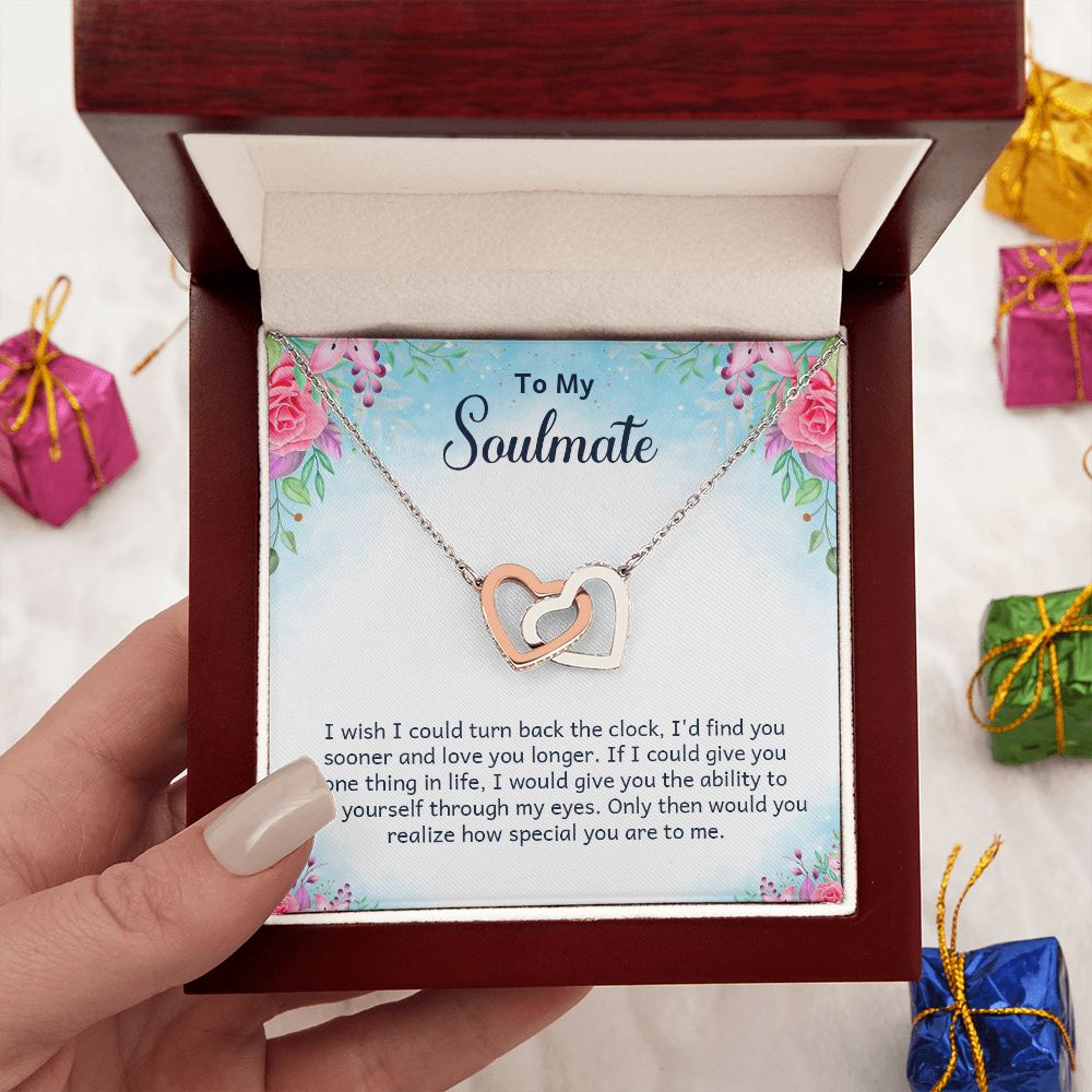 Couples Gifts Necklace To My Soulmate Necklace Gifts For My Wife, Love Knot Meaningful Necklace Message Card and Gift Box Styles on Birthday, Christmas, Anniversary Interlocking Heart