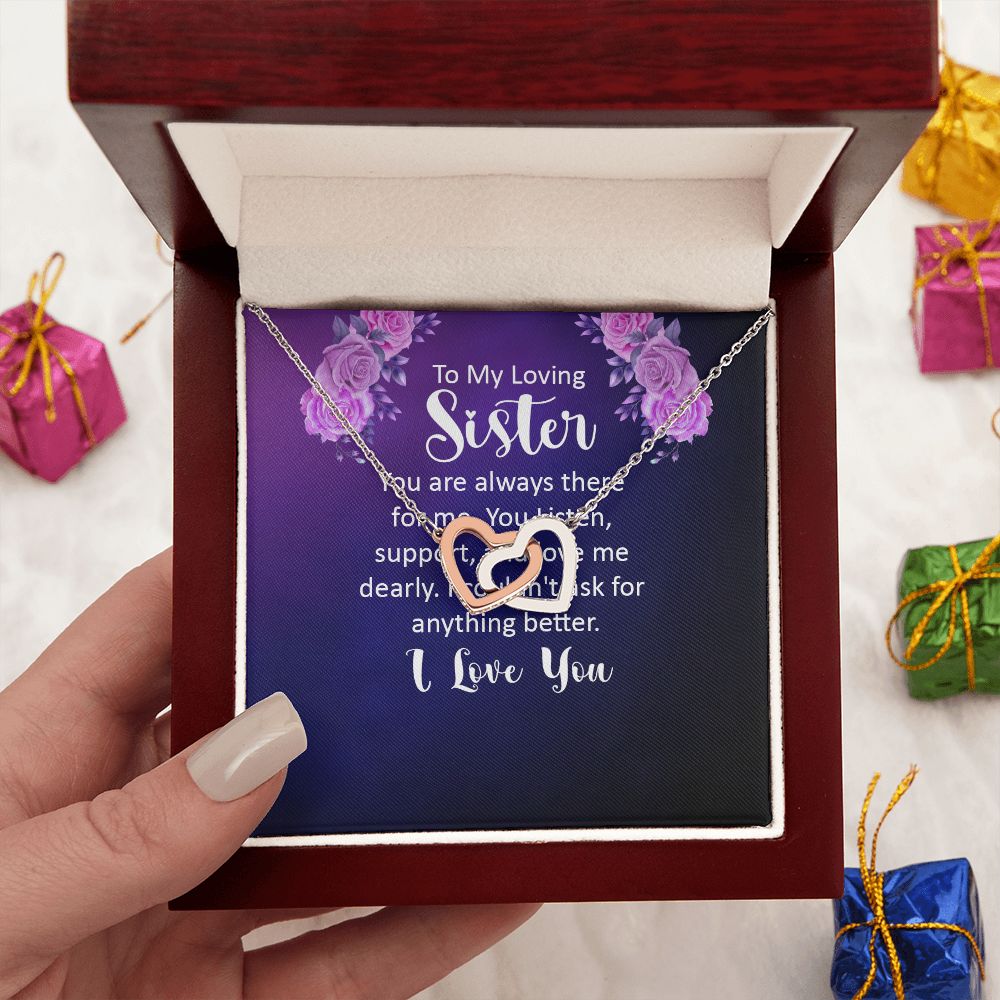 Couples Gifts, Loving Sister Necklace Gifts From Husband, Wedding Anniversary Jewelry For Wife From Husband, Wife Birthday From Husband, To My Unbiological Sister Message Card and Gift Box styles On Birthday, Christmas, Anniversary  Interlocking Heart