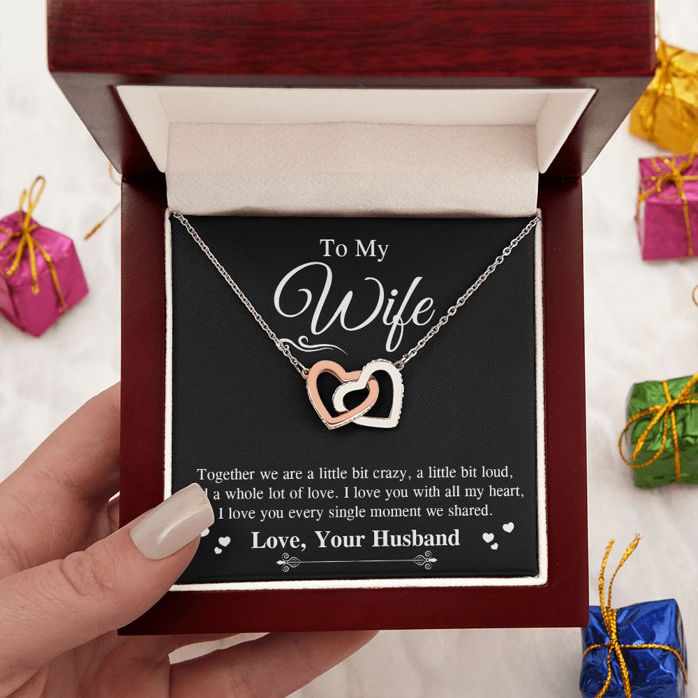 Valentine To My Soulmate Necklace Gifts for Wife from Husband, Wife Anniversary Gifts, Gift for Soulmate Necklace Message Card and Necklace Gift Box Gift Box Styles on Birthday, Wedding, Anniversary, Valentine Interlocking Heart