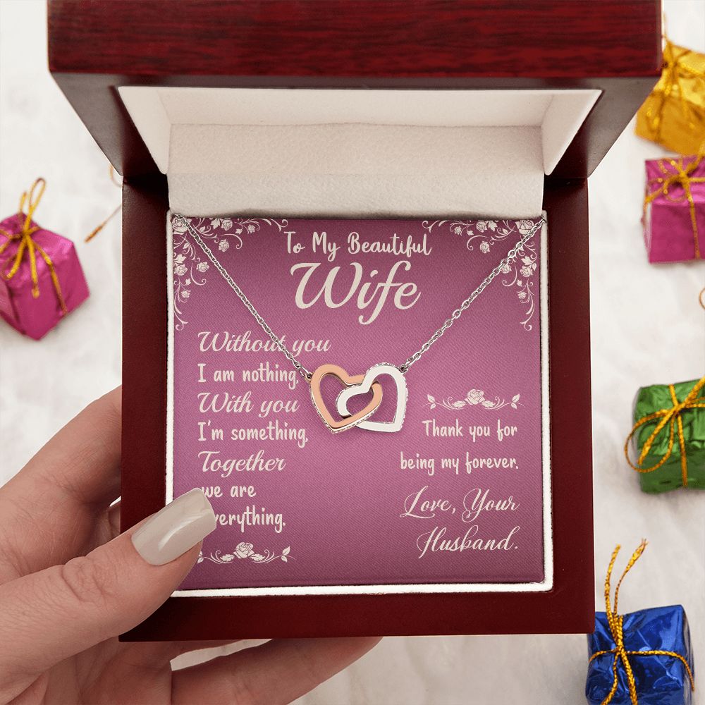 Couples Gifts,To My Wife Girlfriend Necklace Gifts From Husband, Wedding Anniversary Jewelry For Wife From Husband, Wife Birthday From Husband, To My Beautiful Wife Girlfriend Message Card and Gift Box styles On Birthday, Christmas, Anniversary  Interlock