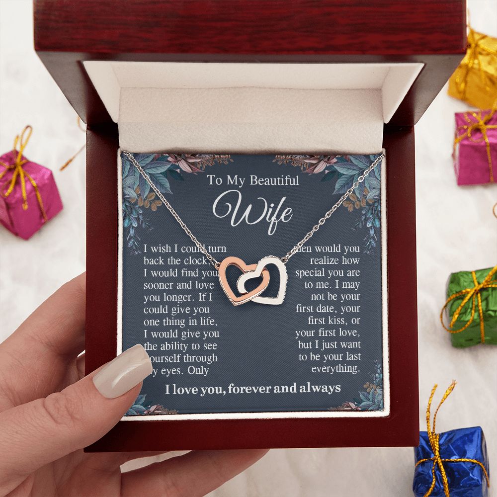 To My Beautiful Soulmate Necklace Gift For Her, Wife Gifts From Husband, Valentine Gifts For Wife From Husband To My Wife Necklace Message Card and Necklace Gift Box Gift Box Styles on Birthday, Wedding, Anniversary, Valentine Interlocking Heart