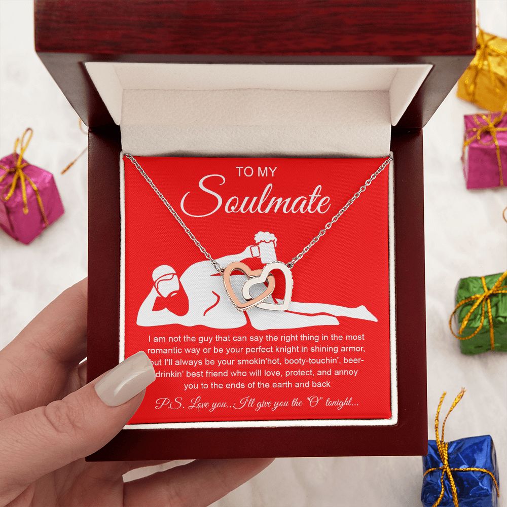 To My Soulmate Necklace For Women, Funny Gifts For Girlfriend,Valentine Presents For Girlfriend, Best Birthday Meaningful Gift Ideas For Wife, Women Romantic Jewelry For Her Anniversary Message Card and Gift Box Styles Interlocking Heart