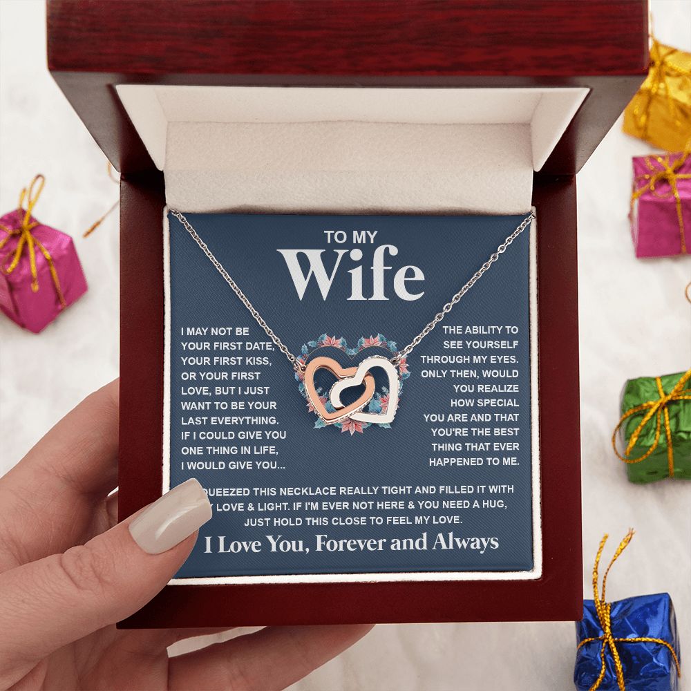 Couples Gifts Necklace To My Soulmate Necklace Birthday Christmas Jewelry Romantic Gift For My Wife Pendant Jewelry with Message Card and Box Necklaces for Women Valentines Day Happy Anniversary Wedding Present Interlocking Heart