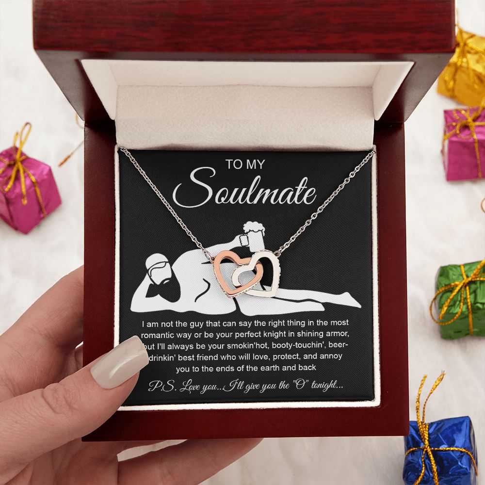 To My Soulmate Necklace For Women, Funny Gifts For Girlfriend,Valentine Christmas Presents For Girlfriend, Best Birthday Meaningful Gift Ideas For Wife, Women Romantic Jewelry For Her Anniversary Message Card and Gift Box Styles Interlocking Heart