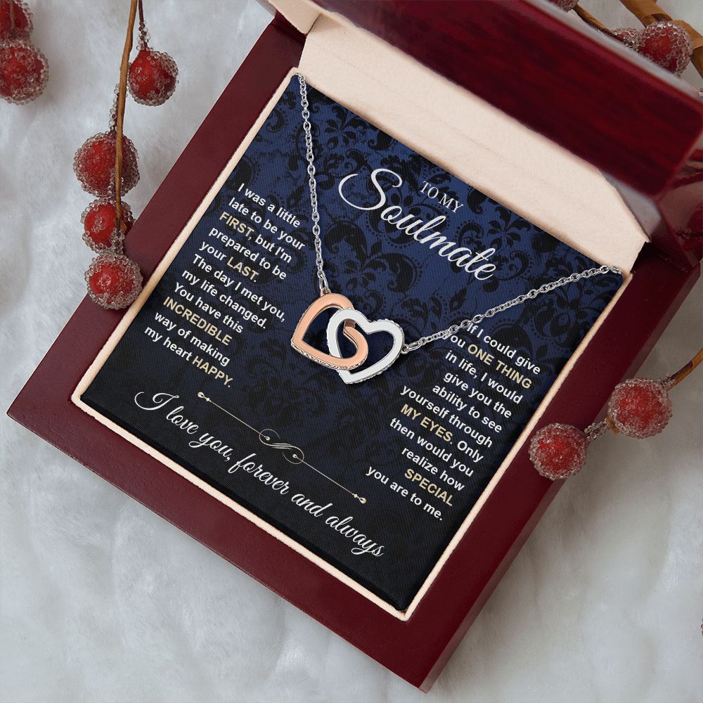 To My Soulmate Necklace for Women, Necklaces Gift For Wife from Husband, Soulmate Jewelry to My Future Wife Necklace and Necklace For Girlfriend with Message Card and Necklace Gift Box Gift Box Styles on Birthday, Christmas, Wedding, Anniversary Interlock