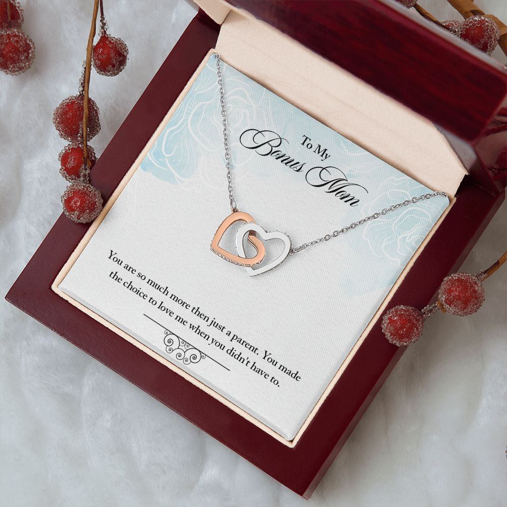 My Bonus Mom Necklace, Dear Mom, Mother's Day Necklace, Gift for Mom from Daughter, Son, Amazing Mom, Perfect Mother Mother's Day Gift, Love Knot Necklace Message Card and Gift Box Styles on Birthday, Christmas, Anniversary  Interlocking Heart