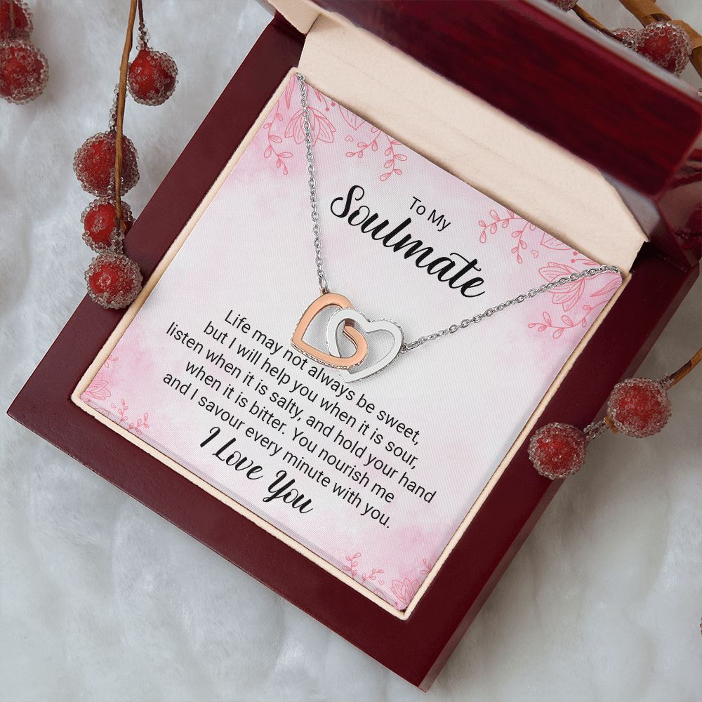 To My Soulmate Necklace for her Jewelry For Her Couples Gifts Necklaces For Soul Mate Christmas Jewelry, Love Knot Meaningful Necklace Message Card and Gift Box Styles on Birthday, Christmas, Anniversary Interlocking Heart