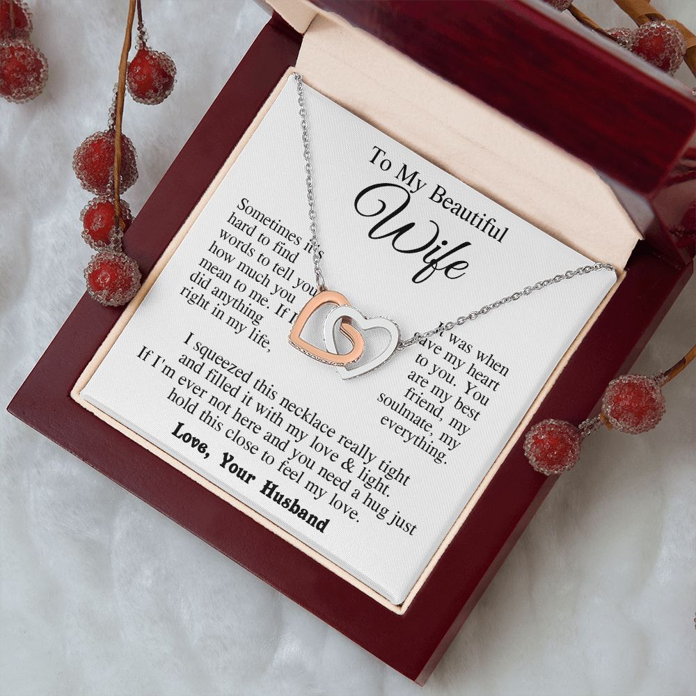 Wife Necklace from Husband, Anniversary Romantic Gifts for Wife from Husband to My Wife Necklaces for Wife Birthday Gifts, Wife Jewelry Necklace Message Card and Necklace Gift Box Gift Box Styles on Birthday, Wedding, Anniversary, Valentine Interlocking H