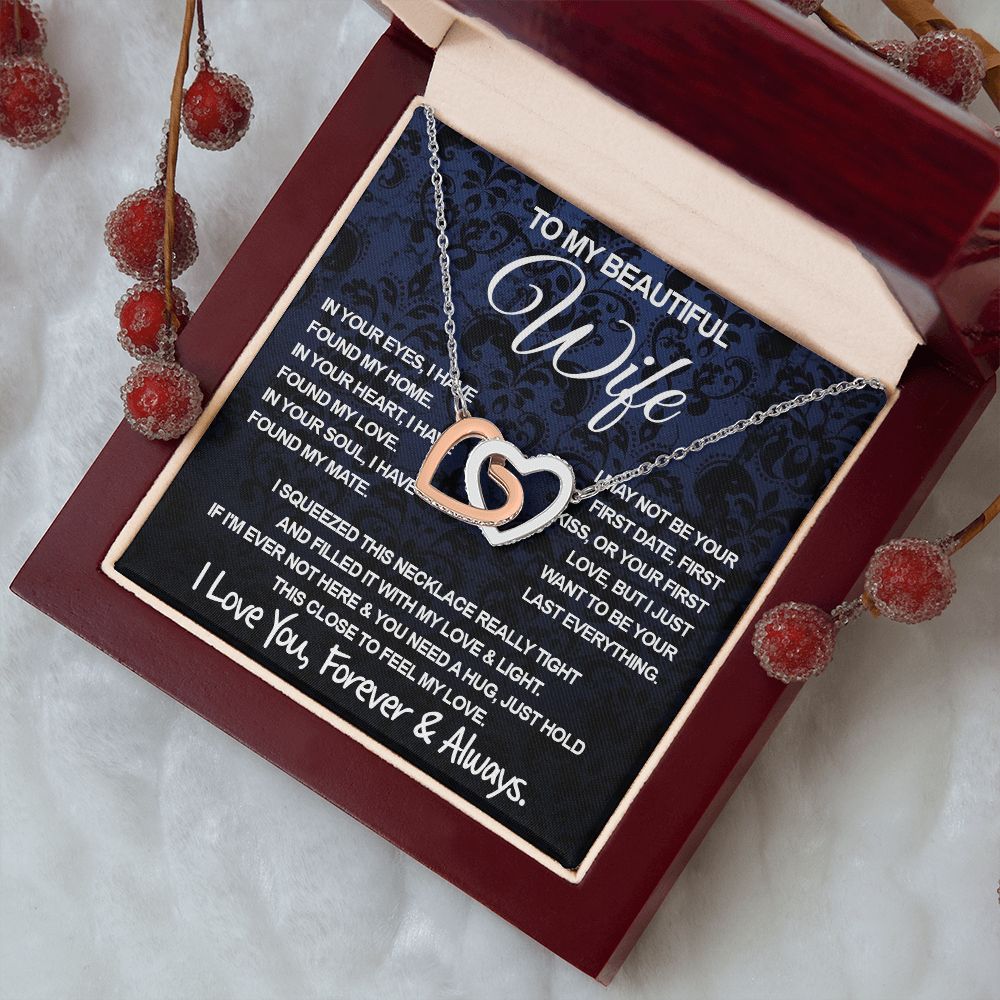 To My Beautiful Wife Necklace, Soulmate Jewelry For Women, Wife Necklace From Husband, Soulmate Anniversary Gifts Necklace For Wife, Soulmate Gifts For Her, To My Future Wife Necklace Soulmate Interlocking Heart