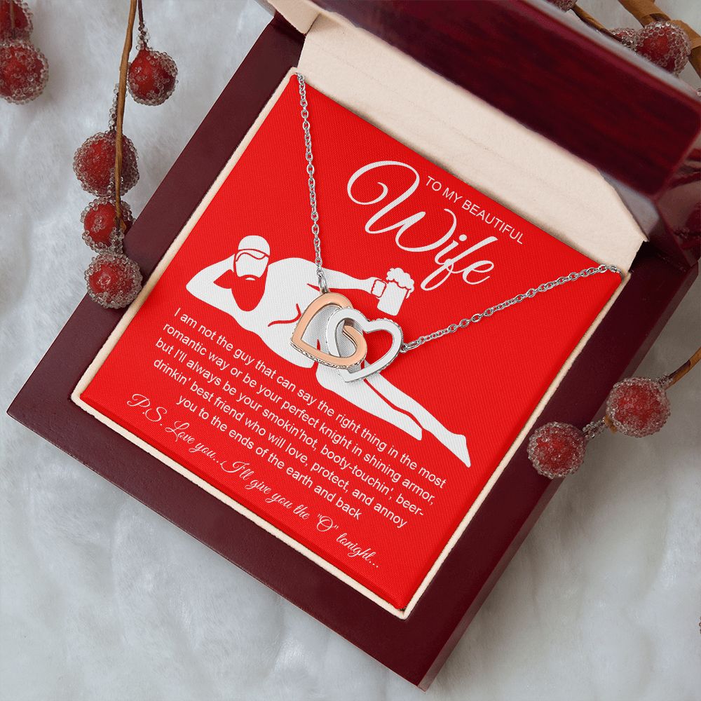 To My Beautiful Wife Necklace For Women, Funny Gifts For Girlfriend,Valentine Presents For Girlfriend, Best Birthday Meaningful Gift Ideas For Wife, Women Romantic Jewelry For Her Anniversary Message Card and Gift Box Styles Interlocking Heart