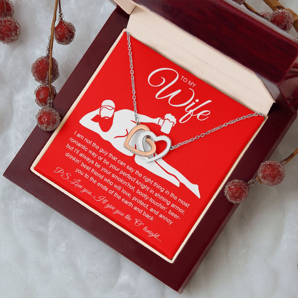 To My Wife Necklace For Women, Funny Gifts For Girlfriend,Valentine Presents For Girlfriend, Best Birthday Meaningful Gift Ideas For Wife, Women Romantic Jewelry For Her Anniversary Message Card and Gift Box Styles  Interlocking Heart