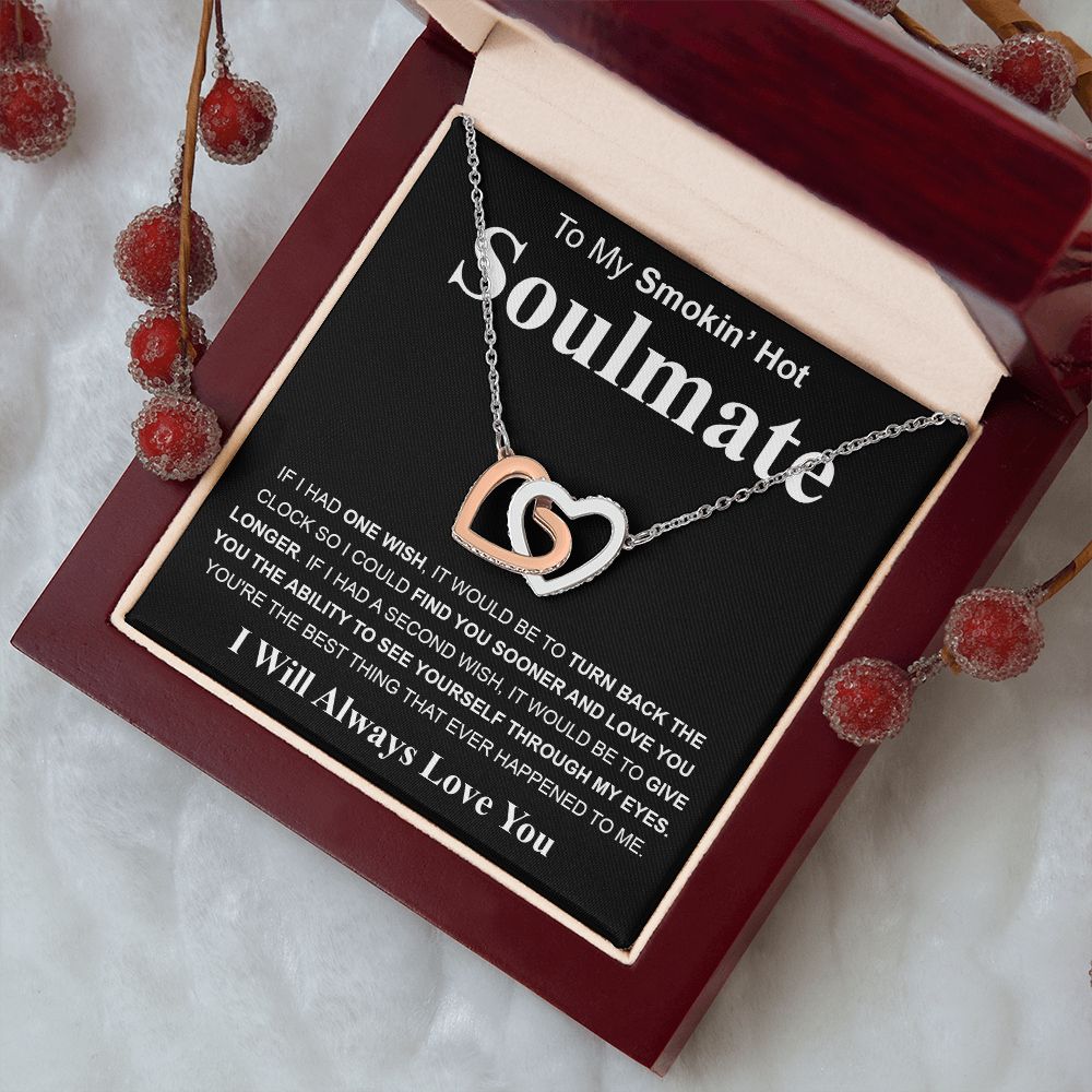 Gifts For Soulmate Birthday Gifts From Husband Necklace Valentines Day, Necklace for Future Soulmate, Valentine Anniversary Jewelry for Wife Necklace Gifts from Husband - Soulmate Gift Necklace with Message Card and Gift Box Interlocking Heart
