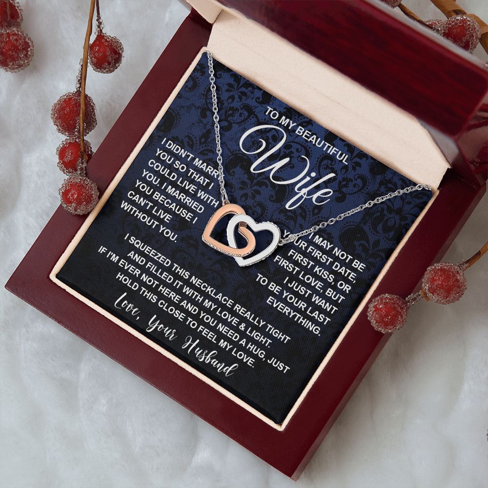 Wife Necklace Gifts From Husband, For Wife From Husband, Soulmate Valentine Gifts From Husband, Necklaces For Wife From Husband To My Wife Necklace Message Card and Necklace Gift Box Gift Box Styles on Birthday, Wedding, Anniversary, Valentine Interlockin