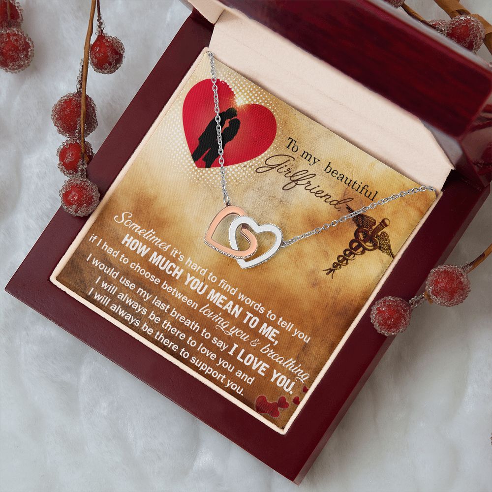 Couples Gifts, Nusre Wife Necklace Gifts From Husband, Wedding Anniversary Jewelry For Wife From Husband, Wife Birthday From Husband, To My Beautiful Girlfriend Message Card and Gift Box styles On Birthday, Christmas, Anniversary  Interlocking Heart