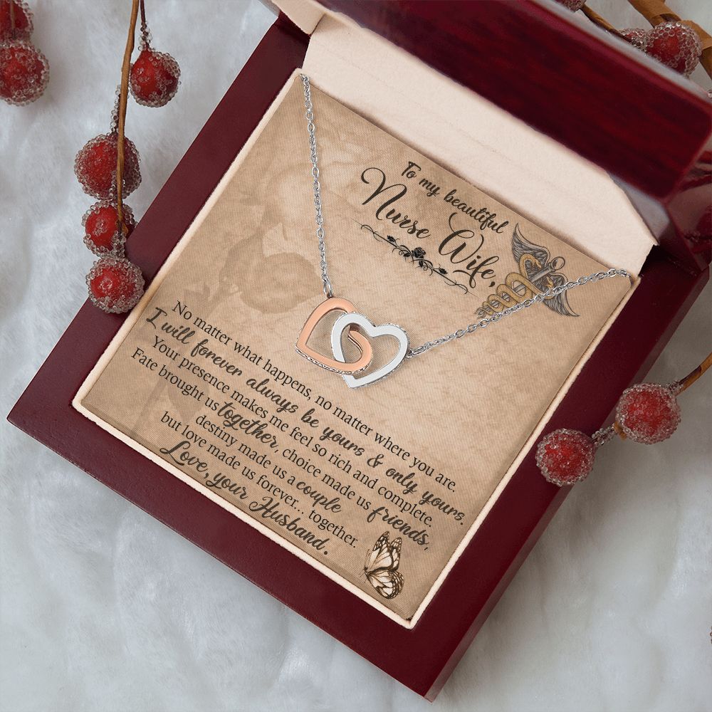 Couples Gifts, Nusre Wife Necklace Gifts From Husband, Wedding Anniversary Jewelry For Wife From Husband, Wife Birthday From Husband, To My Soulmate Message Card and Gift Box styles On Birthday, Christmas, Anniversary  Interlocking Heart