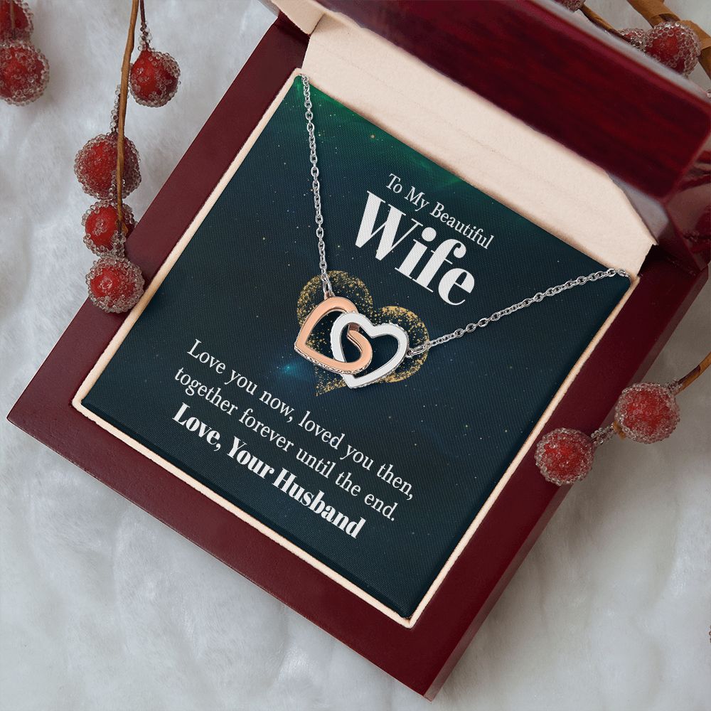 Wife Necklace Gifts From Husband, Wedding Anniversary For Wife From Husband, Wife Birthday From Husband, Necklaces For Wife From Husband, Love Knot Meaningful Necklace Message Card and Gift Box Styles on Birthday, Christmas, Anniversary  Interlocking Hear