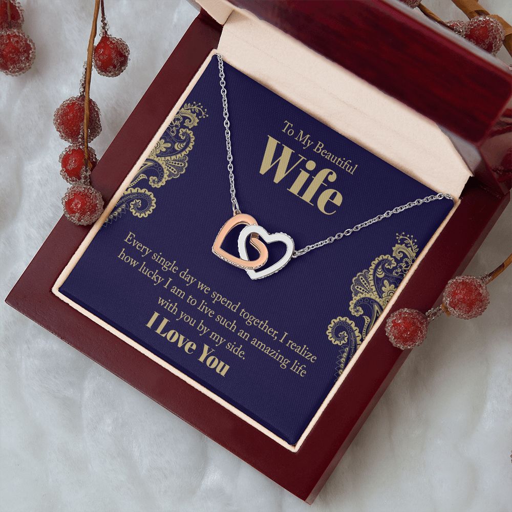 To My Beautiful Wife, Love Knot Necklace Gifts For Wife From Husband, To My Soulmate Necklace For Women, To My Wife Necklace Wedding Anniversary, I Love You, Meaningful Necklace Message Card and Gift Box Styles on Birthday, Christmas, Anniversary Interloc