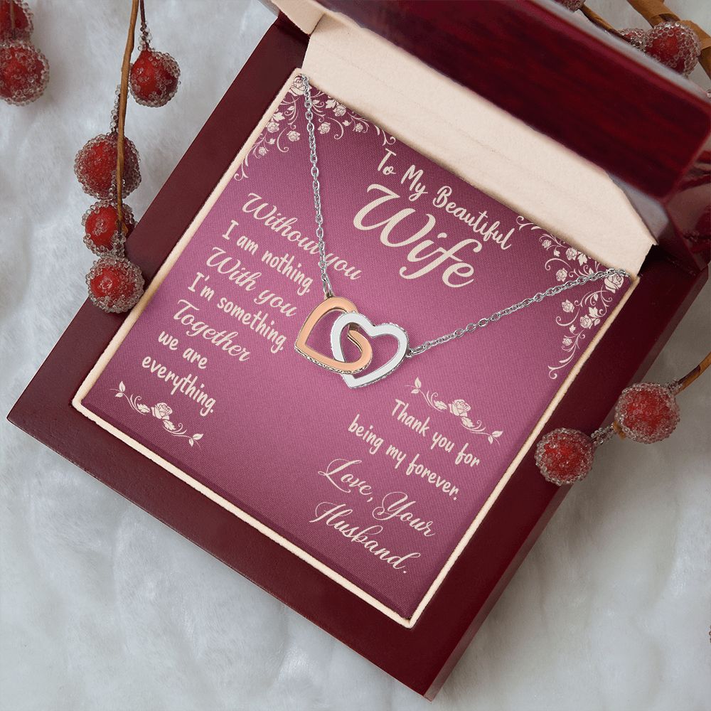 Couples Gifts,To My Wife Girlfriend Necklace Gifts From Husband, Wedding Anniversary Jewelry For Wife From Husband, Wife Birthday From Husband, To My Beautiful Wife Girlfriend Message Card and Gift Box styles On Birthday, Christmas, Anniversary  Interlock