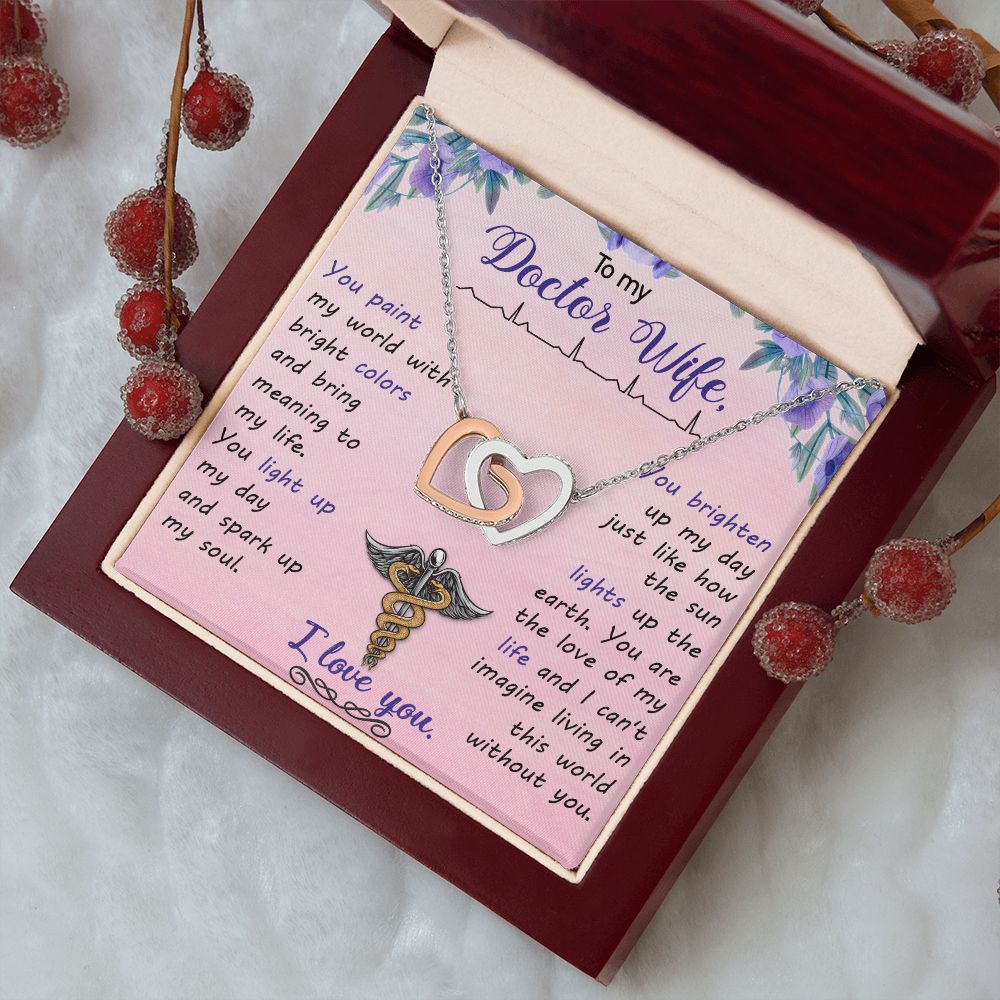 Couples Gifts, Doctor Wife Girlfriend Necklace Gifts From Husband, Wedding Anniversary Jewelry For Wife From Husband, Wife Birthday From Husband, To My Beautiful Wife Girlfriend Message Card and Gift Box styles On Birthday, Christmas, Anniversary  Interlo