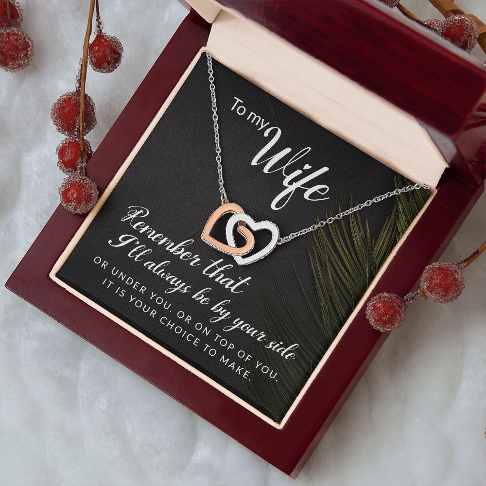 To My Wife Necklace Romantic Gifts For Her Unique Necklaces For Wife From Husband Cute Valentines Day Anniversary For Wife, Love Knot Meaningful Necklace Message Card and Gift Box Styles on Birthday, Christmas, Anniversary Interlocking Heart