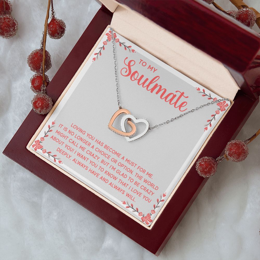Couples Gifts, Soulmate Necklace Gifts From Husband, Wedding Anniversary Jewelry For Wife From Husband, Wife Birthday From Husband, To My Soulmate Message Card and Gift Box styles On Birthday, Christmas, Anniversary  Interlocking Heart