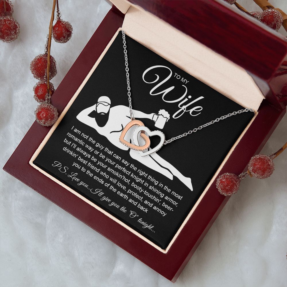 To My Wife Necklace For Women, Funny Gifts For Girlfriend,Valentine Christmas Presents For Girlfriend, Best Birthday Meaningful Gift Ideas For Wife, Women Romantic Jewelry For Her Anniversary Message Card and Gift Box Styles Interlocking Heart
