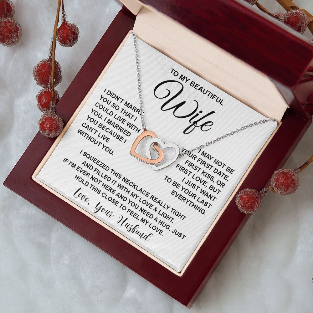 Wife Necklace Gifts From Husband, For Wife From Husband, Wife Valentine Gifts From Husband, Necklaces For Wife From Husband To My Wife Necklace Message Card and Necklace Gift Box Gift Box Styles on Birthday, Wedding, Anniversary, Valentine Interlocking He