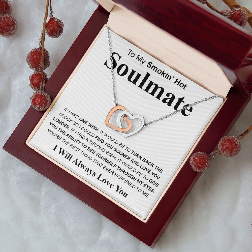 Gifts For Soulmate Birthday Gifts From Husband Necklace Valentines Day, Necklace for Future Soulmate, Wedding Anniversary Jewelry for Wife Necklace Gifts from Husband - Soulmate Gift Necklace with Message Card and Gift Box Interlocking Heart
