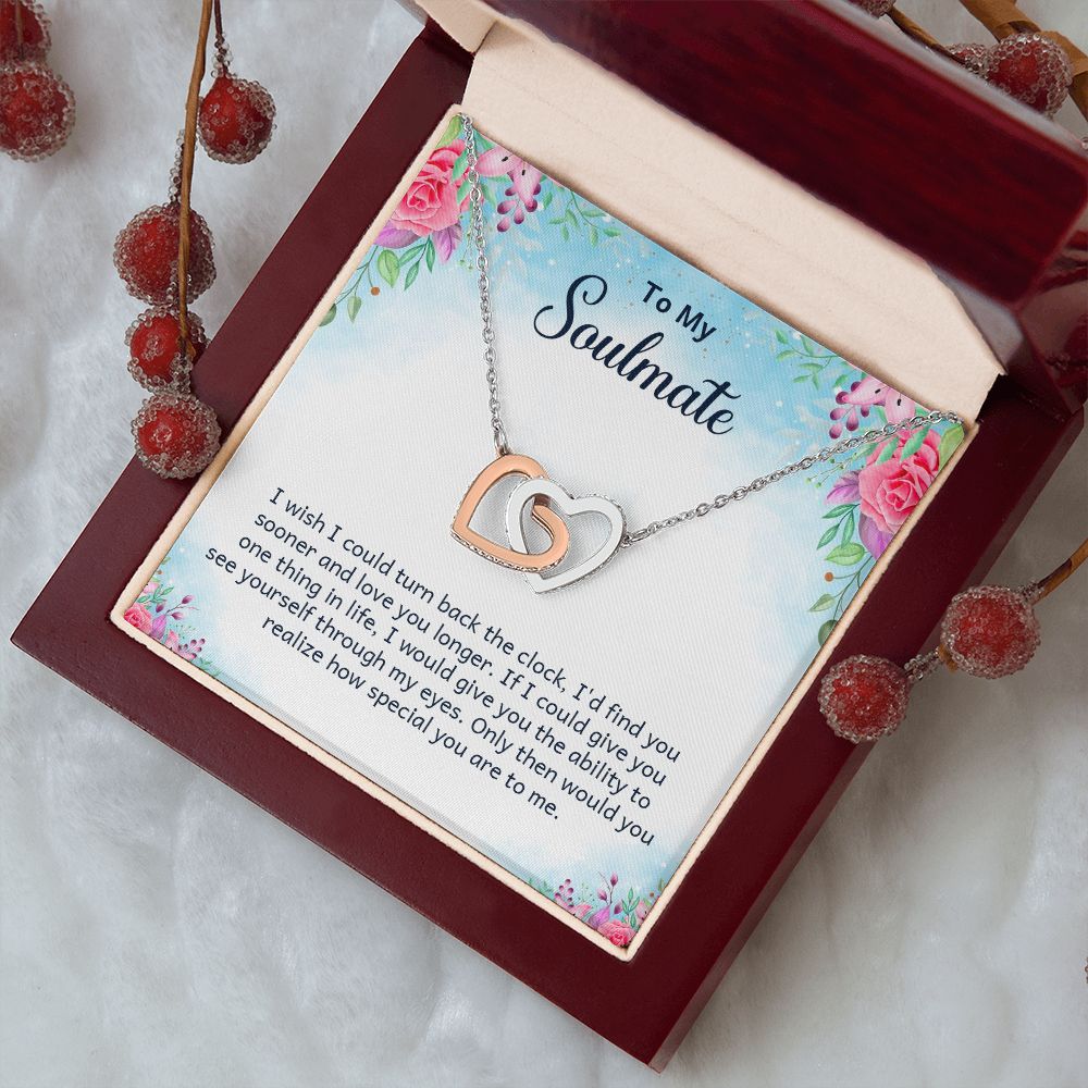 Couples Gifts Necklace To My Soulmate Necklace Gifts For My Wife, Love Knot Meaningful Necklace Message Card and Gift Box Styles on Birthday, Christmas, Anniversary Interlocking Heart