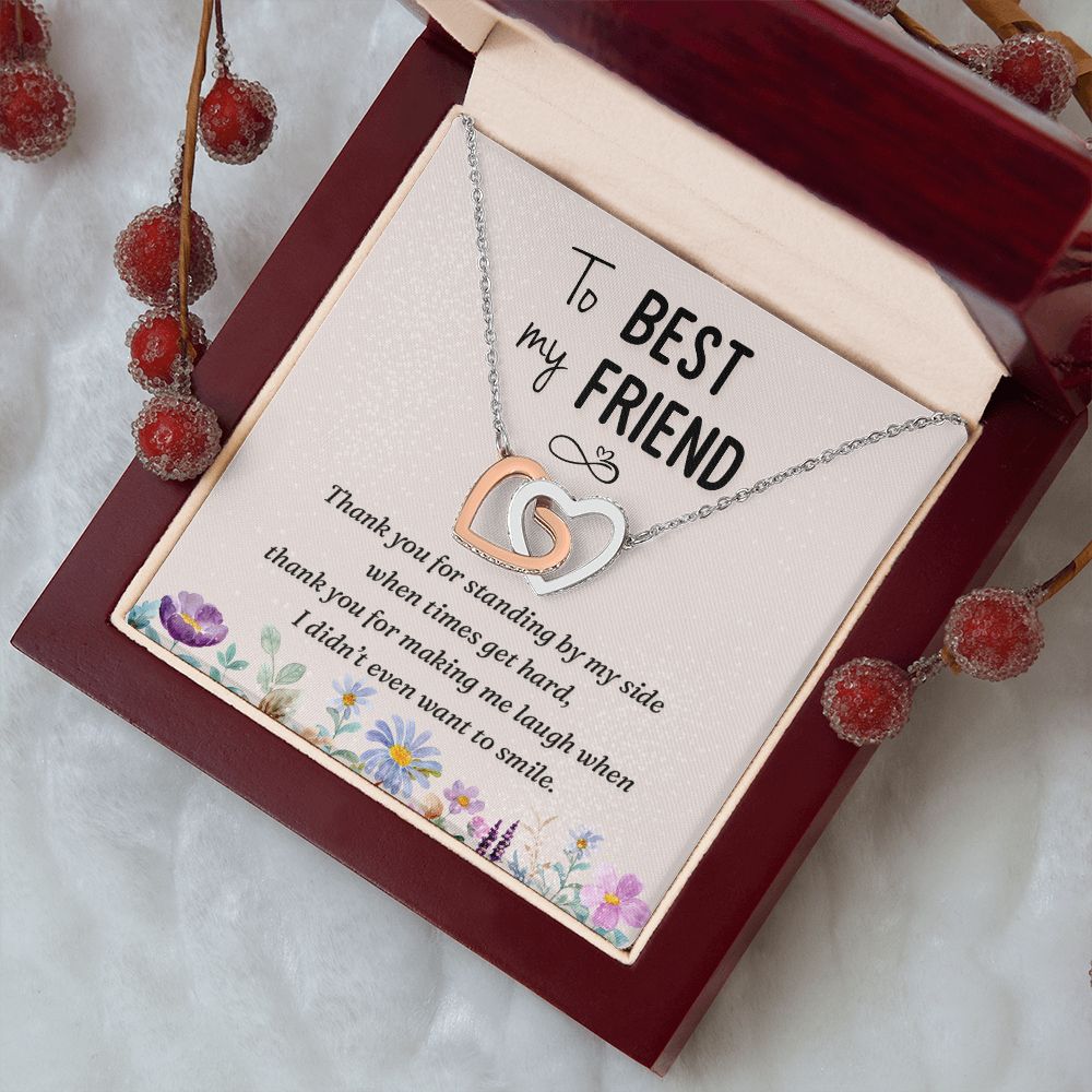 To My Best Friend On Her Wedding Day Necklace, Soul Sisters Necklace, BFF Necklace, Best Friend Gift Jewelry, Long Distance, Friends, Meaningful Necklace Message Card and Gift Box Styles on Birthday, Christmas, Anniversary  Interlocking Heart