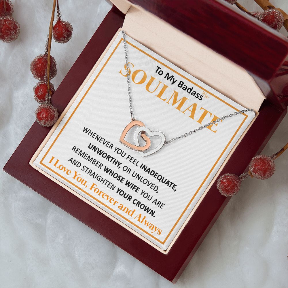 Couples Gifts, To My Dear Wife Necklace Gifts From Husband, Wedding Anniversary Jewelry For Wife From Husband, Wife Birthday From Husband, Necklace Custom Name Message Card and Gift Box Styles on Birthday, Christmas, Wedding, Anniversary Interlocking Hear