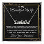 To My Beautiful Wife Necklace From Husband Pendant Jewelry with Message Card and Box Necklaces for Women Valentines Day Happy Anniversary Wedding Present for Birthday, Merry Christmas for Wife CUSTOM NAME