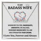 Wife Necklace Gifts From Husband To My Badass Wife Pendant Valentines Day Anniversary Jewelry with Message Card and Gift Box. Gift for Wife. Necklace Gift Set for Wife CUSTOM NAME