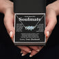 Soulmate Necklace Gift From Husband To My Badass Wife Pendant Valentines Day Anniversary Jewelry with Message Card and Gift Box. Gift for Wife. Necklace Gift Set for Wife CUSTOM NAME