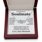 Soulmate Necklace Gift From Husband To My Badass Wife Pendant Valentines Day Anniversary Jewelry with Message Card and Gift Box. Gift for Wife. Necklace Gift Set for Wife Message Card and Necklace Gifts Box Gift Box Styles CUSTOM NAME