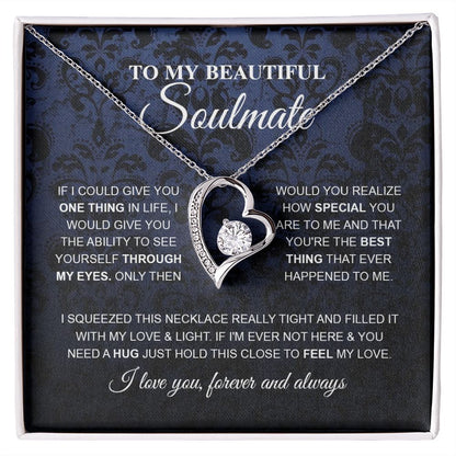To My Beautiful Soulmate Necklace, Love Necklace for Girlfriend, Soulmate Jewelry, Soulmate Necklace, Future Wife Gift, Necklace for Wife from Husband Necklace Message Card and Gift Box Styles on Birthday, Christmas, Wedding, Anniversary Forever Love