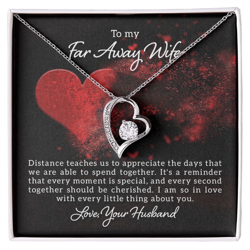 Couples Gifts, Far Away Wife Necklace Gifts From Husband, Wedding Anniversary Jewelry For Wife From Husband, Wife Birthday From Husband, To My Soulmate Message Card and Gift Box styles On Birthday, Christmas, Anniversary  Forever Love