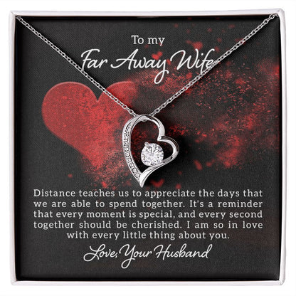 Couples Gifts, Far Away Wife Necklace Gifts From Husband, Wedding Anniversary Jewelry For Wife From Husband, Wife Birthday From Husband, To My Soulmate Message Card and Gift Box styles On Birthday, Christmas, Anniversary  Forever Love